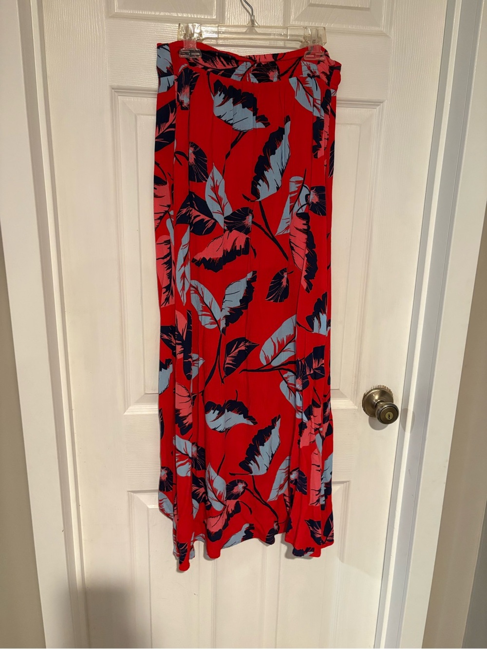Red Tropical Print Maxi Skirt